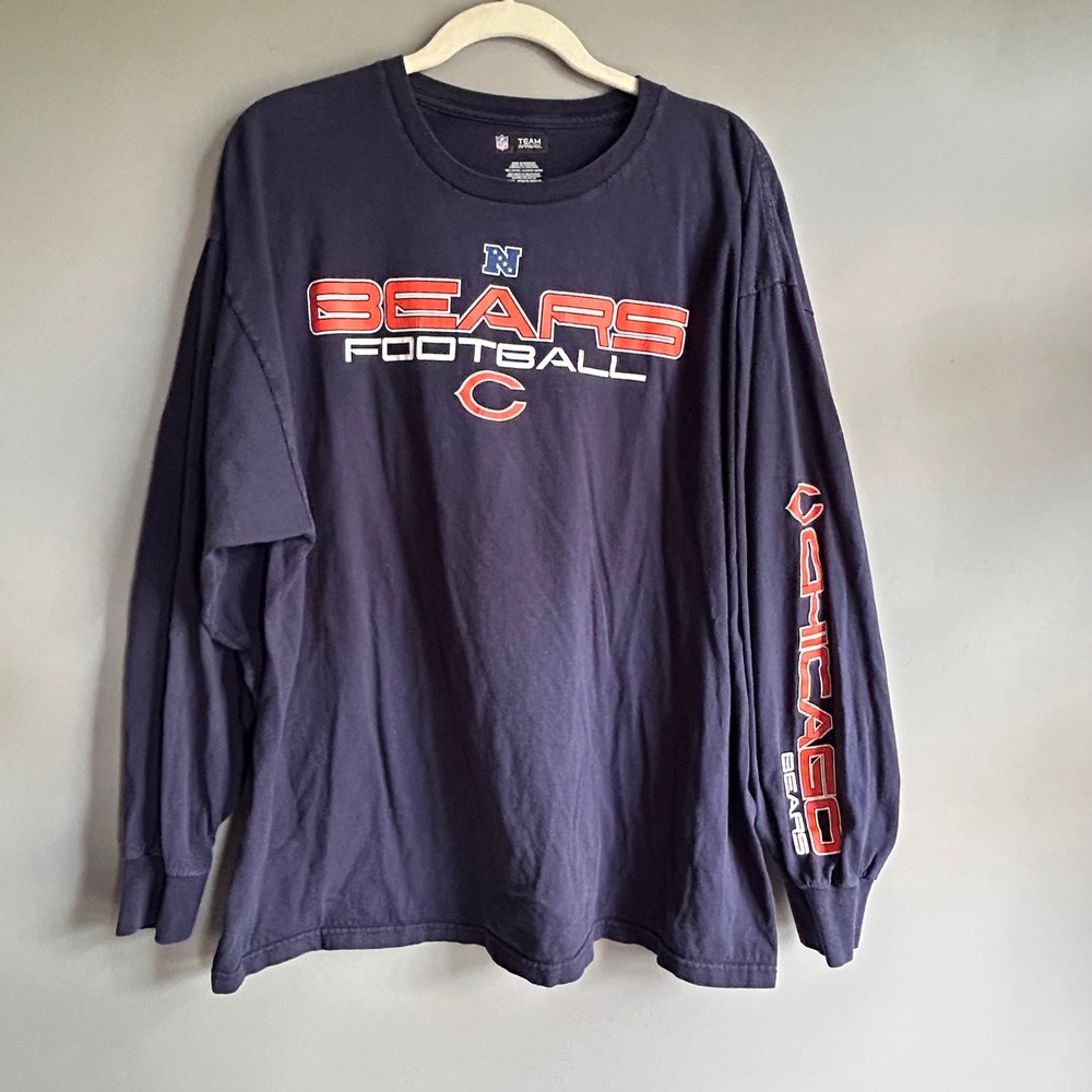 NFL Team Apparel Chicago Bears Long Sleeve Graphic T-Shirt Navy Blue Mens 2XL